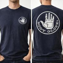 Vintažiniai 90-ųjų Body Glove T-shirt, tamsiai mėlynas, su rankos logotipu, Surf Skater stiliaus, dydis M, 19 PTP XL black