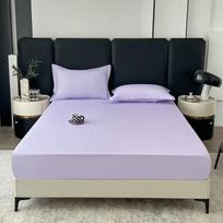 Vienos spalvos skalbta medvilninė priglundanti paklodė su neslystančia funkcija ir pagalvės užvalkalas 48*74cm Single Pillowcase šviesiai violetinė spalva