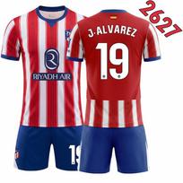 2627 Dryžuoti klubo marškinėliai Nr. 19 Alvarez 7 Li Gangren Atletico Madrid Namų Futbolo Apranga XS red