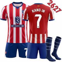 2627 Dryžuoti klubo marškinėliai Nr. 19 Alvarez 7 Li Gangren Atletico Madrid Namų Futbolo Apranga 26