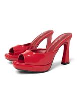 Fairy Shoes Retro Spring-Summer Pointed-Toe Dress  New High-Heeled Sandals Versatile Nude Color Niche Design 36 raudona