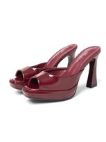 Fairy Shoes Retro Spring-Summer Pointed-Toe Dress  New High-Heeled Sandals Versatile Nude Color Niche Design 36 vyno raudonos spalvos
