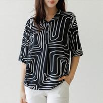 Dedra Button Blouse   99size  Tbe3250 blacks/2XL black