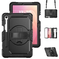 Atsparus smūgiams dėklas, skirtas Samsung Galaxy Tab S11 Ultra 14.6 S10 FE+13.1 Lite10.9 S9 Plus 12.4 S8 S7 Ekrano apsauga+Rankenos diržo dangtelis S11 2025 11inch juoda