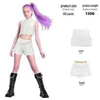 K-POP Zoey Cosplay Kostiumai: Juodi ir auksiniai demonų medžiotojų pasirodymo kostiumai vaikams Kids 150 white