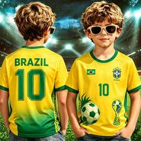 2026 Brazilijos rinktinės marškinėliai Vasaros Nauji Brazilijos futbolo marškinėliai vaikiški drabužiai Futbolo sportiniai marškinėliai T-shirtai vaikiški drabužiai 160