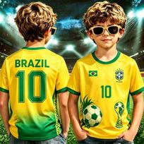 2026 Brazilijos rinktinės marškinėliai Vasaros Nauji Brazilijos futbolo marškinėliai vaikiški drabužiai Futbolo sportiniai marškinėliai T-shirtai vaikiški drabužiai 160