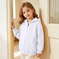 Kids Zip-Up Hoodie for Boys and Girls, Color Long Sleeve Casual Top 90 balta