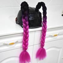2vnt. /Pora Nauji motociklo šalmo pynimai Moteriški pynimo perukai Motociklininkų šalmams Įvairiaspalviai Twist Dual Pigtail Ponytail su čiulptuku