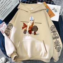 Karštas anime avataras The Last Airbender Aang Fighting Graphic Printed Gobow Men Moterų Didesnio dydžio gobtuvai Harajuku Unisex megztinis L chaki