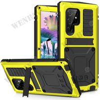 Luxury Case For Samsung S24 S23 S22 Ultra Plus S21 Z Fold Flip 4 3 Rugged Armor 360 Full Phone Metal Aluminum Shockproof Cover Samsung S24 geltona