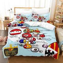 Naujas Countryball Polandballs Patalynės Komplektas Viengulis Twin Pilnas Queen King Dydžio Lovos Komplektas Suaugusiems Vaikams Miegamojo Antklodės Užvalkalų Rinkiniai 3D Anime 70x133cm 2pcs gray
