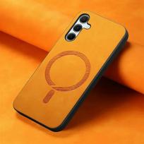Magsafe odinis nugaros dėklas, skirtas Samsung Galaxy A55 A35 A15 A16 A54 A34 5G 2024 prabangus dangtelis Magnet Funda Phone A 55 54 34 35 Coque A16 4G oranžinė