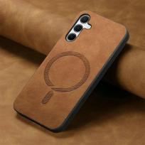 Magsafe odinis nugaros dėklas, skirtas Samsung Galaxy A55 A35 A15 A16 A54 A34 5G 2024 prabangus dangtelis Magnet Funda Phone A 55 54 34 35 Coque A54 5G ruda