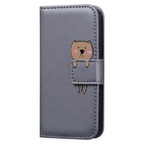 Magnetinis odinis piniginės tipo dėklas su atvartu telefonui Redmi Note 8 9 9T 10 11 12 13 14 Pro 4G 5G, smūgiams atsparus, mielas animacinis dizainas Redmi Note 8 Pro gray