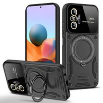 Magsafe šarvuotas dėklas skirtas Xiaomi Redmi Note 12 Pro 5G Note 11 10 9 Note9s 10s 11s Belaidžio įkrovimo smūgiams atsparus magnetinio žiedo dangtelis Redmi Note 12 Pro+ juoda