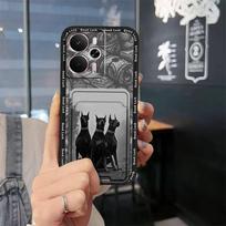 Kortelės laikiklis TPU telefono dėklas, skirtas Realme 14 5G Global/14T 5G, apsaugantis nuo dulkių, silikoninis, madingo dizaino, galinis dangtelis, grafiti, mielas Realme 14 5G Global gray