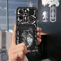 Kortelės laikiklis TPU telefono dėklas, skirtas Realme 14 5G Global/14T 5G, apsaugantis nuo dulkių, silikoninis, madingo dizaino, galinis dangtelis, grafiti, mielas Realme 14 5G Global gray