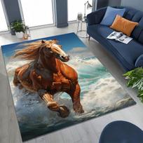 Naujas Žirgas Mustangas Animacinis Menas Kilimas Miegamajam Svetainei Sofai Namų Durų Kilimėlis Dekoracija, Didelis Vaikams Neslystantis Grindų Kilimėlis 100x120cm( 39x47in )