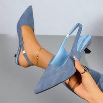 Smailūs Moteriški Basutės Suknelė Elegantiški Batai Jaukūs Vidutinio Kulno Siurbliai Moteriškos Šlepetės 2025 Mados Vasaros Zapatillas De Mujer 39 mėlyna