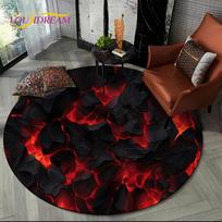 Naujausias 3D iliuzijos ugnikalnio lavos apvalus kilimas svetainei, miegamajam, sofos dekorui, vaikų zonai, neslystantis grindų kilimėlis, dovana Diameter 100cm(39in)