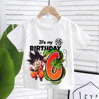 Naujas Dragon Ball T-shirt Berniukui Numeris Gimtadienio Drabužiai Mada Goku Anime Figūrėlės Spausdinimo Drabužiai Viršus Vaikui Vasaros Kvėpuojantis Viršus Dovana size 130cm white
