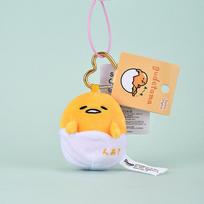 Kawaii Sanrios Gudetama Keychain Hangyodon keyring My Melody Stuffed Backpack Pendant yellow