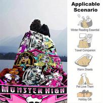 1 vnt. Monster High, skaitmeniniu būdu spausdinamas flanelės pledas, itin minkštas pliušinis lovos užtiesalas, daugiafunkcis pledas sofai, lovai, biurui,27 130cm x 150cm