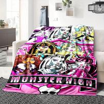 1 vnt. Monster High, skaitmeniniu būdu spausdinamas flanelės pledas, itin minkštas pliušinis lovos užtiesalas, daugiafunkcis pledas sofai, lovai, biurui,27 80cm x 120cm black