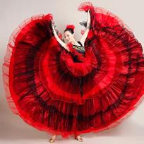 Madinga didelio dydžio ispaniška flamenco suknelė Moteriška pilvo šokio suknelė Nuostabi scenos pasirodymų komandos apranga Čigoniškas kostiumas XL black