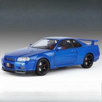 1/18 Nissan Skyline Ares GTR GT-R R34 Lydinio Sportinio Automobilio Modelis Metaliniai Liejiniai Lenktyninio Automobilio Transporto Priemonės Modelis Simuliacija Garsas Šviesa Vaikų Dovanos mėlyna