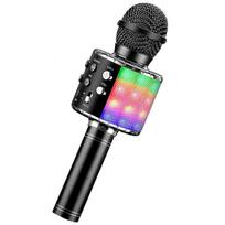 „Bluetooth“ mikrofonas su šviesa, juodas, belaidis karaoke