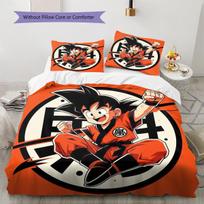 Son Goku Rašto Patalynė, Antklodės Komplektas Antklodės Užvalkalas Pagalvės Užvalkalas Namų Gimtadienio Dovana (1 * antklodės užvalkalas + 2 * pagalvės užvalkalai, be šerdies) 135x200cm black