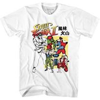 Street Fighter II Japanese Characters White T-Shirt M balta