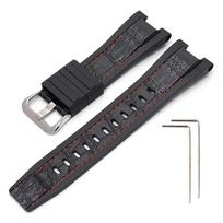Dirželis Casio G-Shock G-Steel GST-B100 GST-W300 GST-W110 GST-S110 Pakeičiamas Vyriškas Sportinis Vandeniui Atsparus Įdubęs Guminis Laikrodžio Dirželis for GST-W300 black