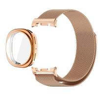 Metalinė apyrankė Samsung Galaxy Watch 8 44mm su TPU dėklo apsauga, Milanese magnetinė kilpa Galaxy Watch 8 40mm Pakeičiama apyrankė Galaxy Watch 8 44MM& 2IN1 rožinio aukso spalvos