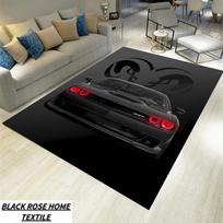 SRT Hellcat Dodge Challenger Kilimėlis stovyklavimui, Fotografijos rekvizitas ir Neslystantis vaikiškas kilimas Sportinio automobilio kilimas kelionėms ir namams 50cm x 80cm gray