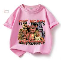 Vasaros FNAF vaikiški unisex laisvalaikio marškinėliai trumpomis rankovėmis su spaudiniu „Five Nights at Freddy“ Dovana vaikams nuo 4 iki 14 metų Gatvės stilius 120 pink