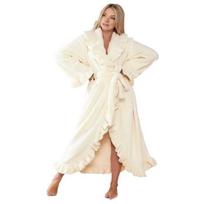 Moterims švelnus klostuotas chalatas, minkštas vilnos šalikėlio apykaklės kimono, vonios chalatas, žiemos pliušinis šiltas namų chalatas su kišenėmis S balta