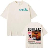 Rock Band Gorillaz Merch Graphic TShirt  Unisex Vintage Trendy High Street 100 Cotton Oversized Cartoon Women And Men Tshirt S white