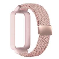 Nertas dirželis+PC dėklas Xiaomi mi band 9 8 active sportiniams priedams magnetinis nailoninis apyrankė correa+Dėklas Redmi band 3 2 For Mi Band 8 active white
