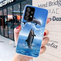 Sea animal cute dolphin For Samsung Galaxy A15 A14 A13 A12 A55 A54 A53 A52 Phone Case A32 A35 A34 A33 A25 A24 A23 A22 A04S A03S Samsung A03S blue