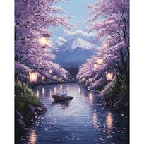 CHENISTORY Dažymas skaičiais suaugusiems rinkiniai Akriliniai dažai Violetinis peizažas ant drobės Skaičių tapyba namų dekoravimui 20x30cm diy frame