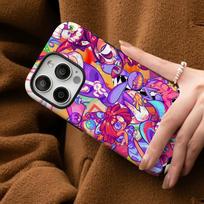 Nuostabaus skaitmeninio cirko dėklas telefonui iPhone 16 15 14 13 12 11 Pro Max Plus Samsung S24 S23 Ultra Blizgus HD Kietas PC dangtelis IPHONE13PRO purple