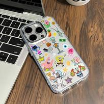 Mielas S-SpongeBobo naujas telefono dėklas, skirtas iPhone 17 16e 16 15 14 13 12 11 mini Pro Max X XR XSMAX Air Plus, permatomas minkštas dėklas iPhone 14 ProMax