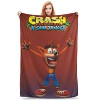 Super minkštas Crash Bandicoot animacinis pledas Premium vilnos flanelis Lengvas vaizdo žaidimų lovos pledas Jaukus pūkuotas pledas 75x90cm