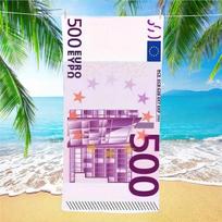 Modernus Europos 500 eurų banknoto rašto dizainas, Paplūdimio rankšluostis, Greitai džiūstantis ir skalbiamas mašinoje W40*H60(CM) blue