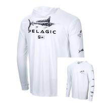 PELACIC Long-sleeved Hooded Fishing Suit Sunscreen Outdoor Quick-drying Breathable T-shirt L white