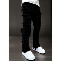 Men's Stretch Patchwork Straight Leg Pants L juoda