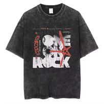Vintage One Ok Rock Tour Tengkorak Washed Tshirts Mens Women Tee Cotton Summer Oversized Hip Hop Harajuku Tops S black